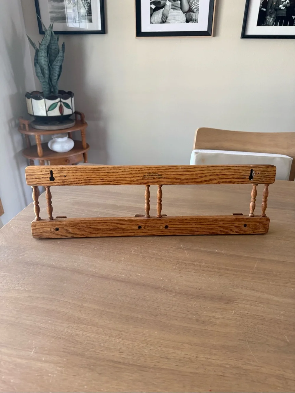 Vintage wooden hooks with charming spindle design